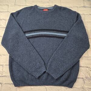 Wrangler Hero Blue Men's Sweater Chest Stripe Front and Back size Medium
